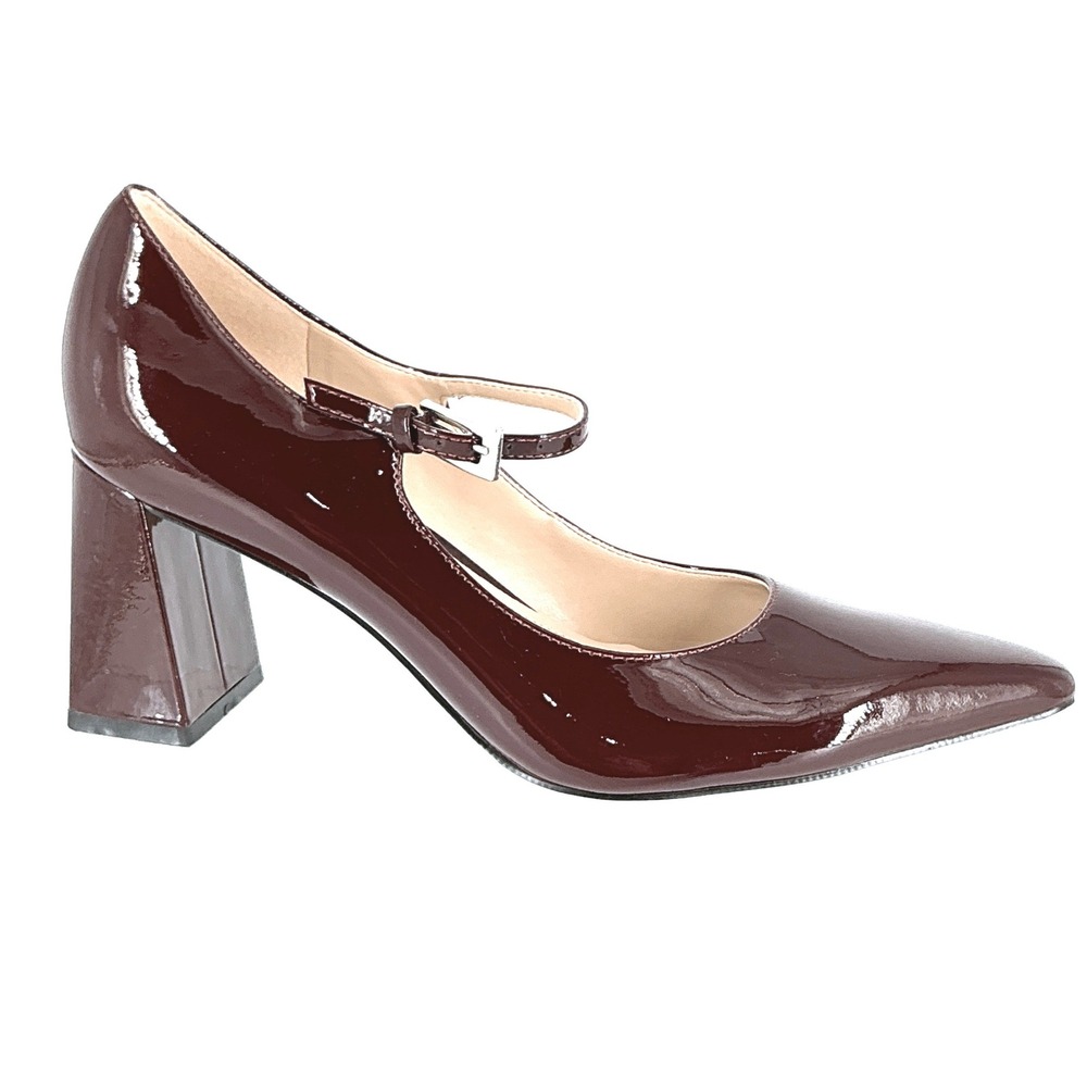 Marc Fisher LTD Size 8 Burgundy Patent Leather Mary Jane Block Heel Pumps Nollie